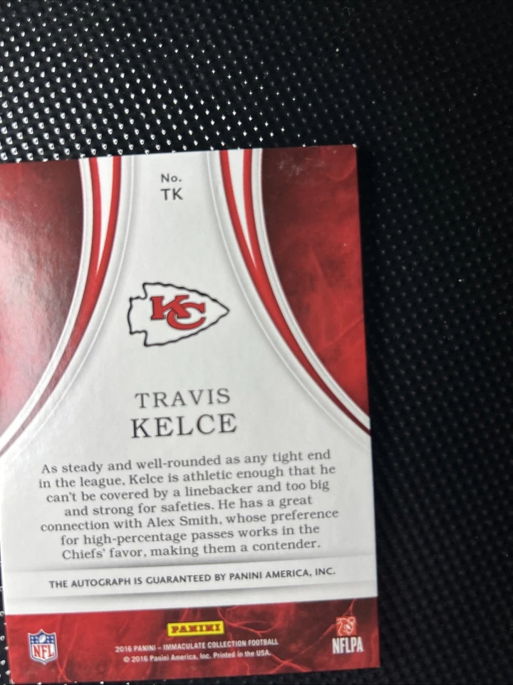 2016 Panini Immaculate Collection Travis Kelce Immaculate Eye Black AUTO # /99 - Image 3 of 3