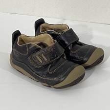 STRIDE RITE Boys Brown LEATHER Sneaker Shoes Size 4.5 WIDE W Hook/Loop