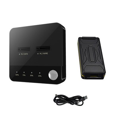 Dual Bay M.2 SATA/NVME Clone Station SSD Disk Duplicator with Storage Box
