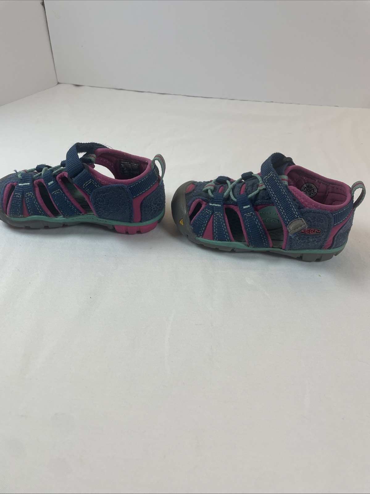 Sandalo sportivo impermeabile Keen Girls blu rosa Newport H20 cinturino regolabile taglia 7