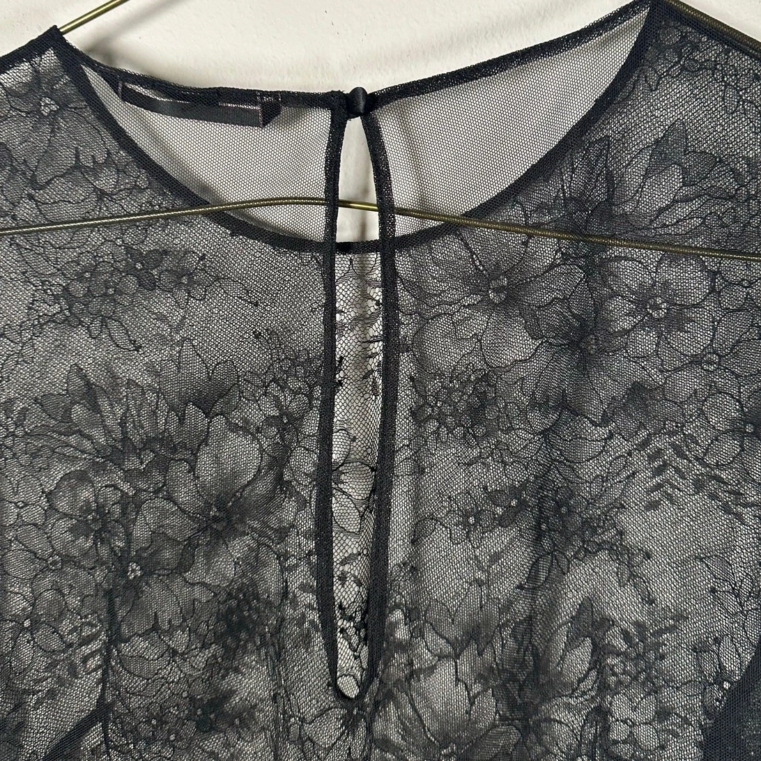 UNDERCOVER Abito donna Victoria's Secret nero maglia trasparente floreale girocollo slip grande