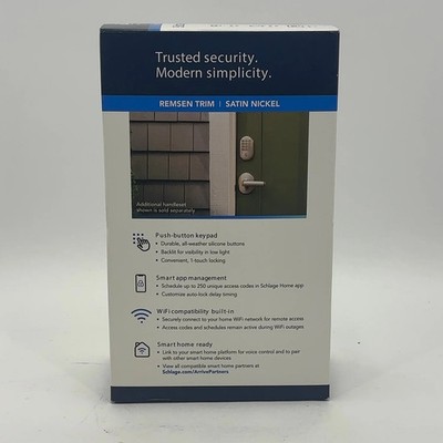 New Schlage Wi-Fi Smart Lock Nickel Wireless Smart Door Lock 