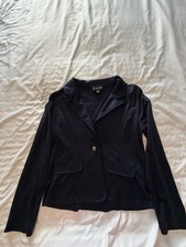 Zenana Outfitters Women's Blue Blazer size large long sleeve collared button up