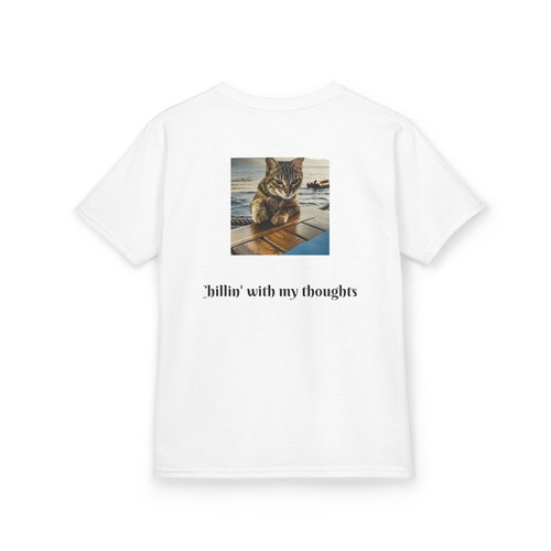 Cute Cat Graphic Tee, Kids Cotton T-Shirt, Chill Vibes, Animal Lover Gift, - Picture 5 of 5