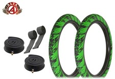 ALTA 20 X 2.35 SEMI-SLICK STREET PARK FIRE BALL GRAPHIC TIRES BMX BIKE GREEN 6PC