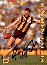 Signed 1995 Hawthorn Hawks AFL Select Card - Rayden Tallis