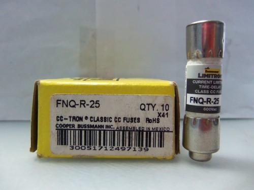 Boîte De 10 Fusibles Bussmann FNQ-R-25 25A 600V Classe CC - Neufs, Pour Automatismes