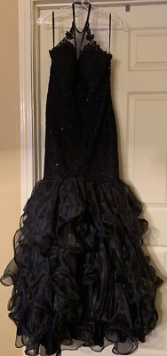 strapless open back dress Long Sleeve Beaded Prom Dress: Dancing Queen 4479 Champagne / XSmall main image 0