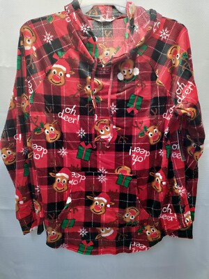 No Boundaries Jr. Girls Oh Deer Reindeer Plush Hooded Pullover Choose Size