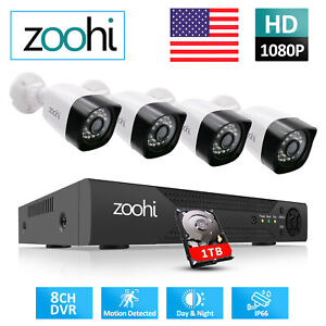 Zoohi CCTV 2.0MP HD Überwachungskamera System Haus Video Set 4/8CH DVR Außen P2P