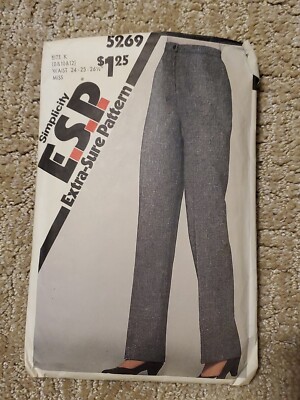 Vtg 1980s PANTS Simplicity Sewing Pattern 5269 ESP (Extra Sure) Size 8, 10, 12