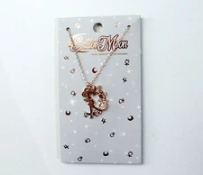 Pretty Guardian Sailor Moon Silhouette Floral Crescent Moon Necklace NWT