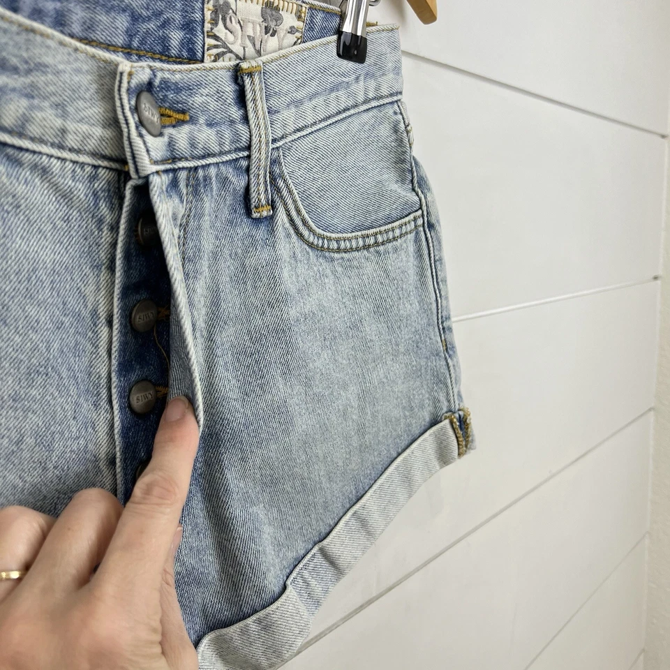 SIWY x Mickey Mouse Jean Shorts Disney Women 28 Embroidered Button Fly - Image 4 of 4