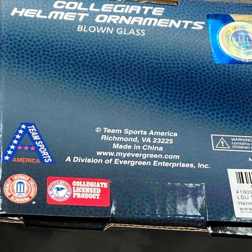 Team Sports America Collegiate LSU Tigers Team Football Glass Helmet Ornament - Picture 7 of 9