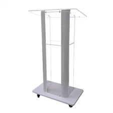 Clear Acrylic Plexiglass Podium Steel Sides Church Pulpit School Lectern Funeral