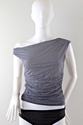 Tala Women's 365 Asymmetric Ruched Side Top M Nine Iron NWT