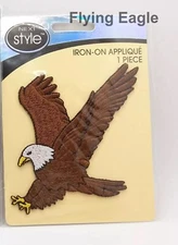 Brown and White Flying Eagle Embroidered Iron on Patch Applique/3.5" x 3"