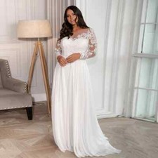 Chiffon Plus Size Wedding Dresses Sweep Train Lace Appliques A Line Bridal Gowns