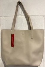 Rosetti Reagan Tote Shoulder Bag Ivory Peppled Faux Leather Unlined