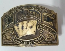 Jim Beam International Association Bottle Specialties Club Belt Buckle Brass 81