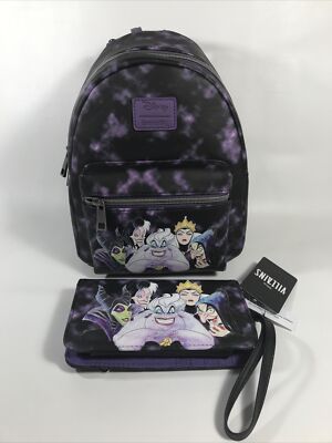 Loungefly Disney Villains Acid Wash Mini Backpack & Tech  display picture 2