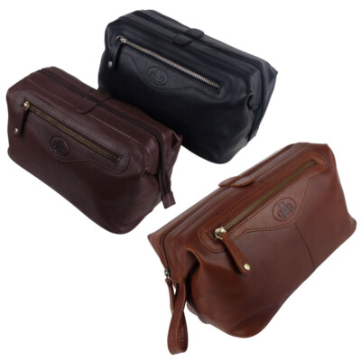 Rowallan of Scotland Mens Large Leather Wash Toiletries Bag