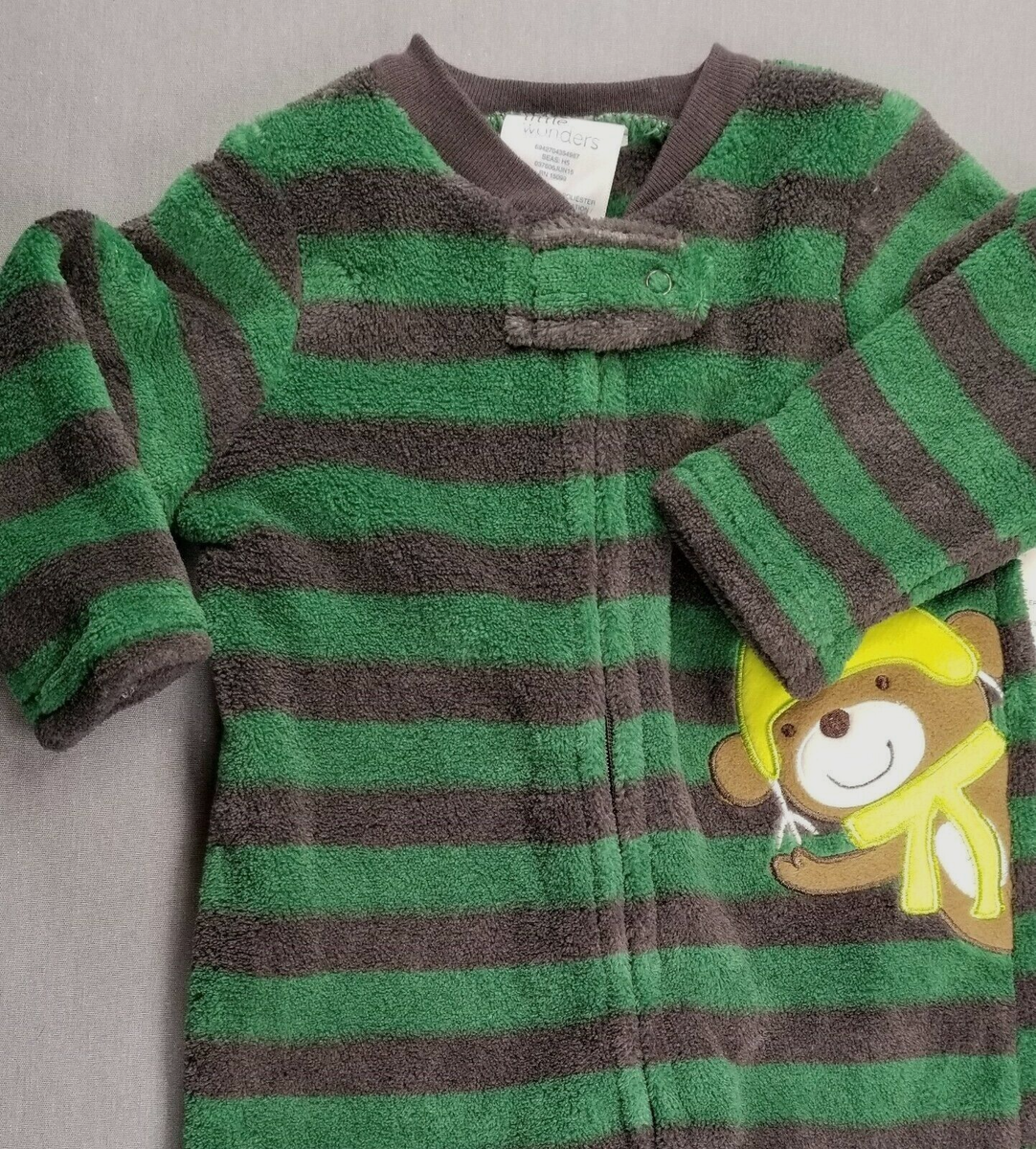 Baby Boy New Little Wonders Newborn Fuzzy Striped Monkey Footed