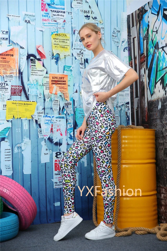 Leggings estampados de leopardo animal compresión elástica push up pantalones OS Foto 3 de 4