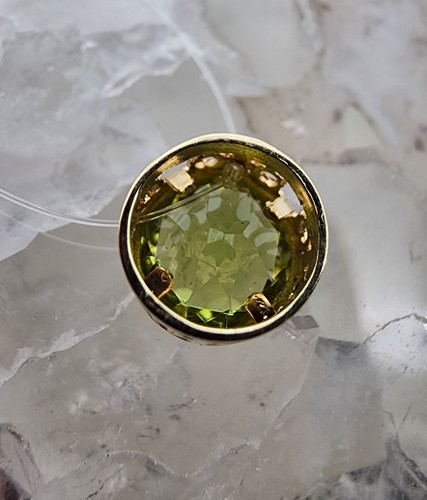 14k 585 Yellow Gold Floating Peridot Pendant Domino Mexico 18" Necklace Au 23230 - Picture 4 of 14