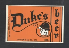 DUKE'S BEER 12 OZ LABEL ALLENTOWN PA { UNUSED } 2 1/4" x 3 1/2"