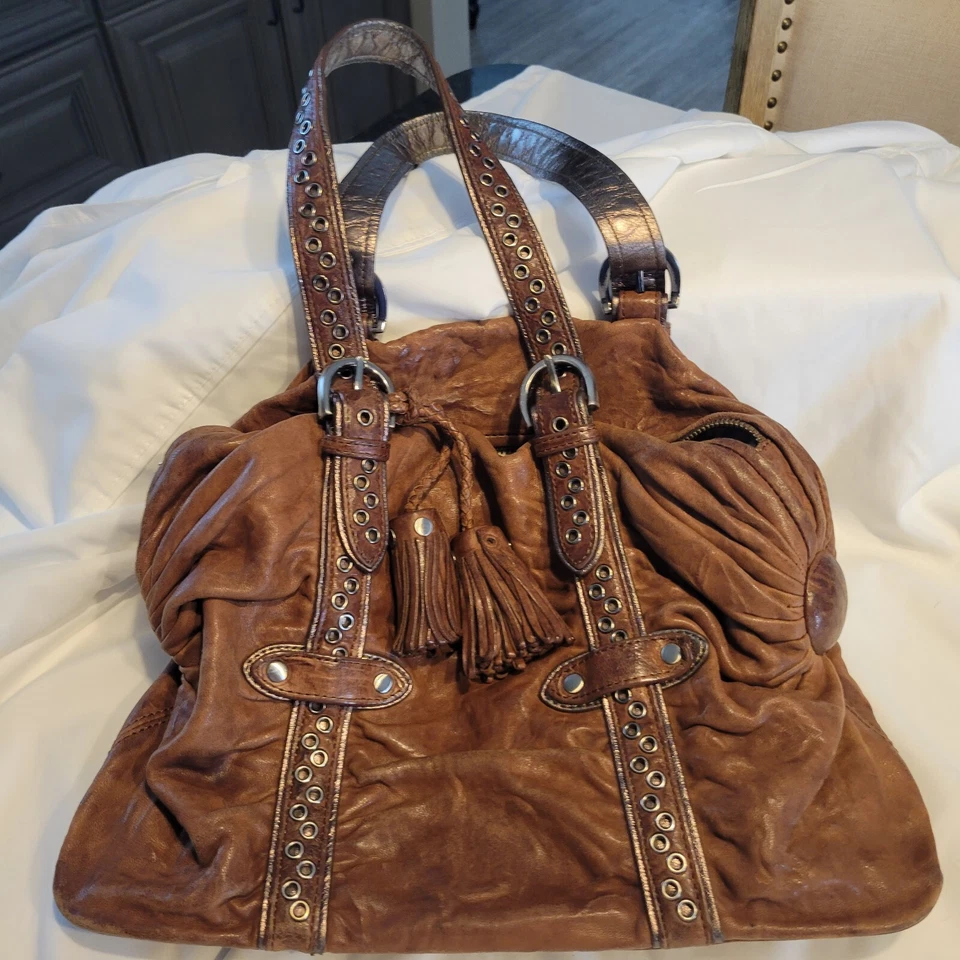 Bolso de mano Junior Drake de cuero marrón Foto 4 de 4