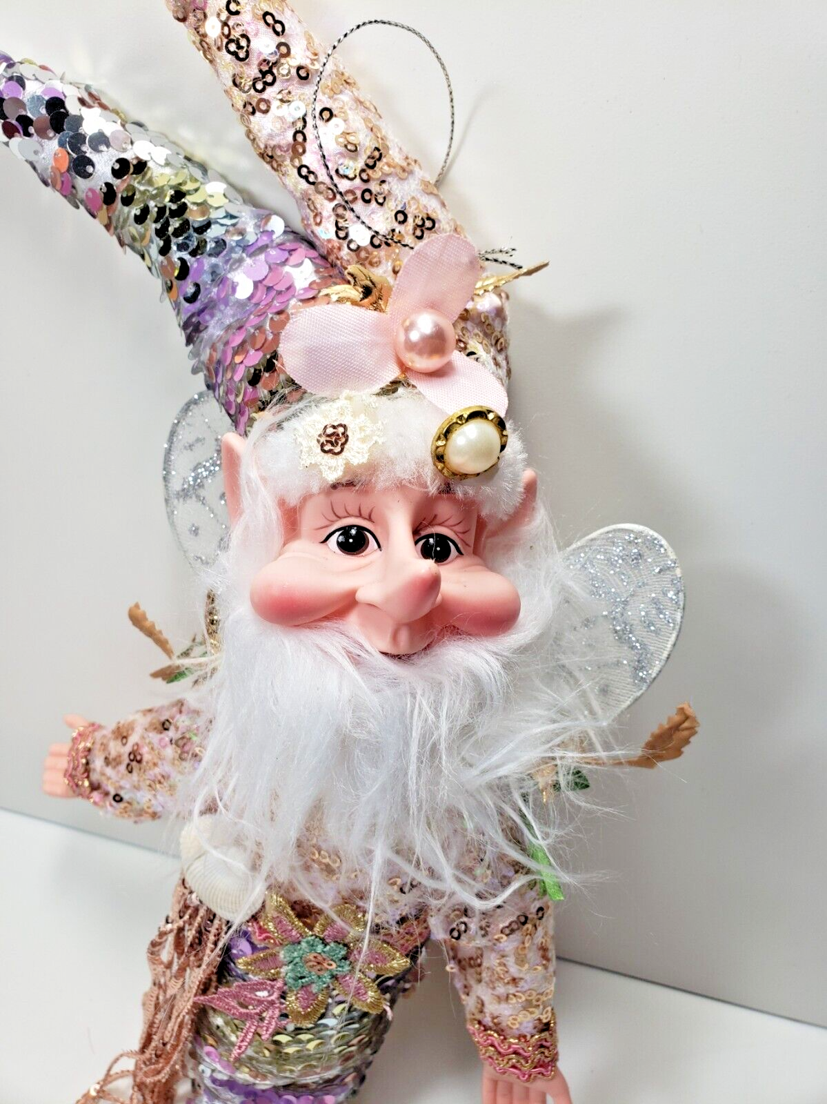Posable Merman Elf Fairy Christmas Ornament 19” Coastal Tree Pink Decor