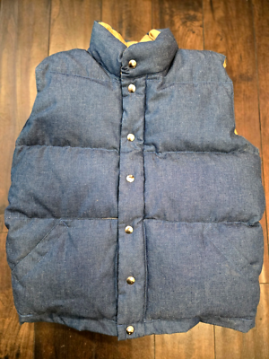 Crescent Down Works Vest Blue Denim size S Made in USA | eBay