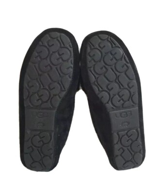 UGG DAKOTA DOUBLE BOW BLACK SHEARLING MOCCASIN SLIPPERS US 7 / EU