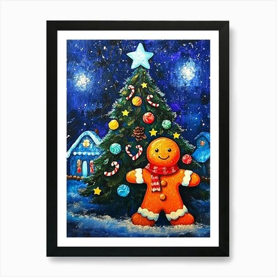 Lebkuchenmann Kunstdruck gerahmt Wandbild Poster Leinwanddruck Bild