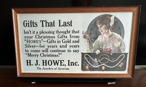 VINTAGE H. J. HOWE, INC JEWELERS OF SYRACUSE  AD CIRCA 1920-1930