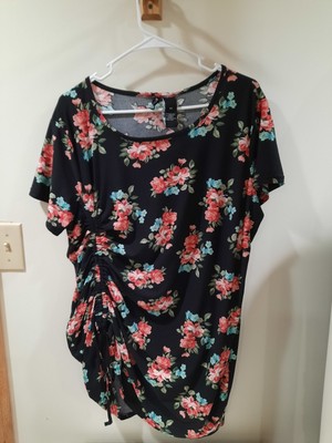 Kristin Nicole Plus Size Black Pink Floral Multi Size 3x Summer Beach Stretchy 