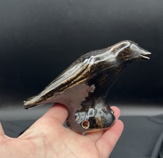 Large Blackbird Pie Bird 3 Holes At Base Unsigned Ceramic