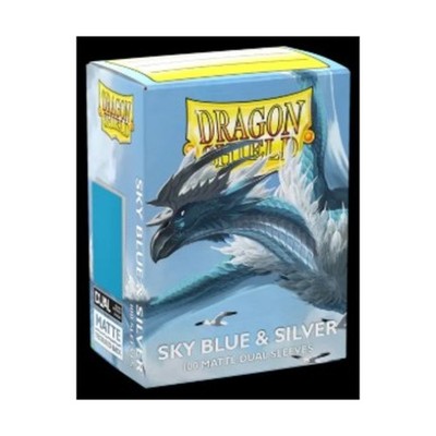 Arcane Tin Dice & Suppl  Standard Sleeves - Matte Dual Sky Blue & Sil SW (New)