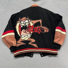 JH Designs Taz Jacket Mens 3XL Black Looney Tunes Tasmanian Devil Racing Y2K