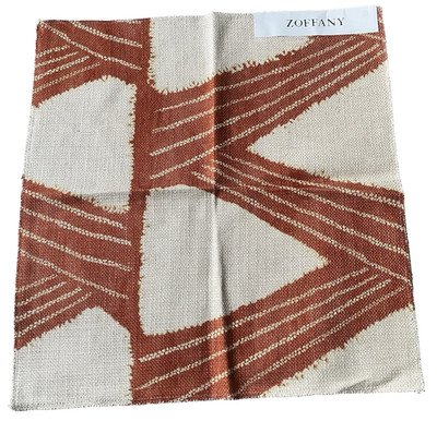 Zoffany Kanoko Copper Fabric Sample Edo Collection 16 x17  Ikat Linen Viscose
