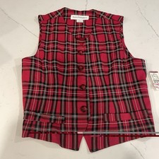 Deadstock Vintage Women’s Plaid Vest Christmas Made In USA Sz 6 Tartan