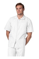 Adar Men Short Sleeve Medical Scrub Nursing Front Zipper White Jacket XL NWT