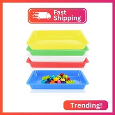 Plastic Art Trays, 5-Piece Stackable Activity Crafts Organizer Serving Jewelry T