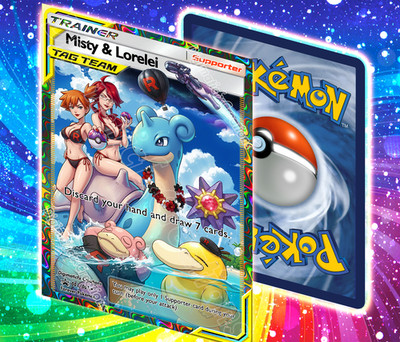 Misty & Lorelei. Rocket TagTeam Alternate Waifu Lewd Fan Art. Glossy Holographic