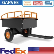 🔥15Cubic Feet Heavy Duty Steel Tow Behind Dump Cart 750Lb Capacity Garden Trail