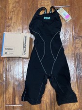 Arena Women's Powerskin Impulso Open Back Tech Suit Swimsuit - Black Teal / 26