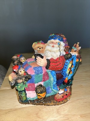 Vintage Crinkle Claus 1997 Possible Dreams 'Bedtime Story' Santa Reading in Bed