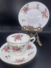 Replacement Crown Staffordshire Dresden Spray Trio Side Plate Tea Cup & Saucer
