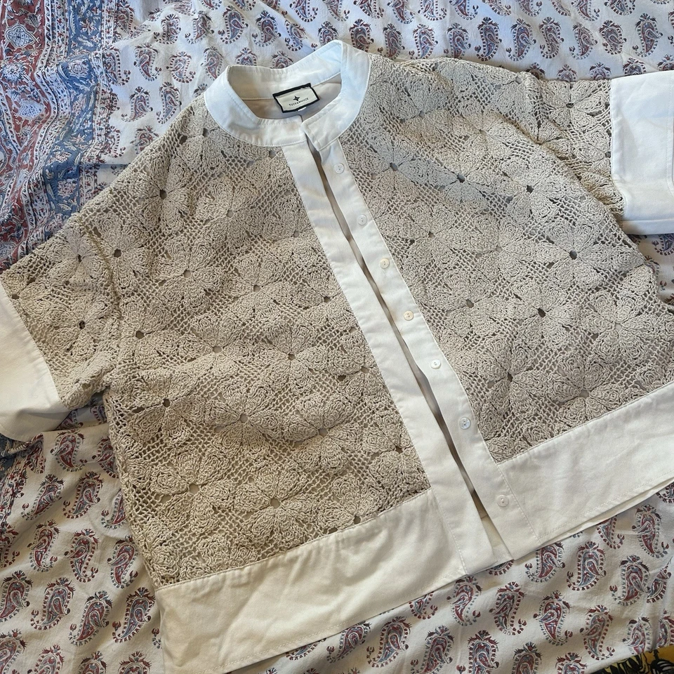 Camisa 'Sofía' Tuckernuck Tostada Crochet Talla XL Minorista 148 $ Foto 4 de 4